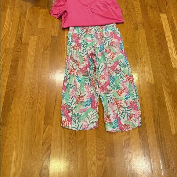 Cynthia Rowley 100% Linen Floral Pants - L - Picture 9 of 9